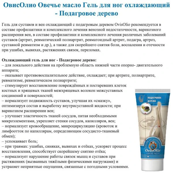 Гель для вен и суставов охлаждающий "Овечье масло"