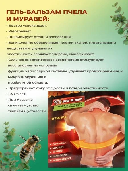 Гель-бальзам для позвоночника и суставов Пчела и муравей