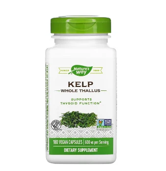 Jigarrang dengiz o'ti, Natures Way Whole Thallus, 600 mg, 180 Veg Kapsül
