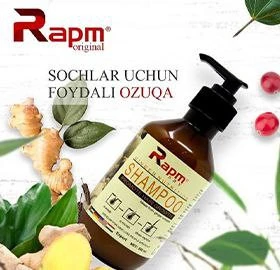 Soch ildizlarini qoraytiradigan Rapm shampuni