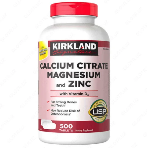 Kaltsiy sitrat, magniy va sink  Kirkland Signature Kirkland Calcium citrate magnesium zinc 500 dona