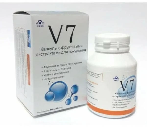 V7 (60 kapsulalari)vazn yo'qotish uchun meva ekstrakti bilan kapsulalar