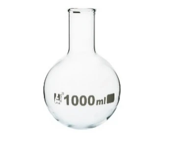 Dumaloq tubli 50 ml lik flakon, tor tomoq, borosilikat shisha