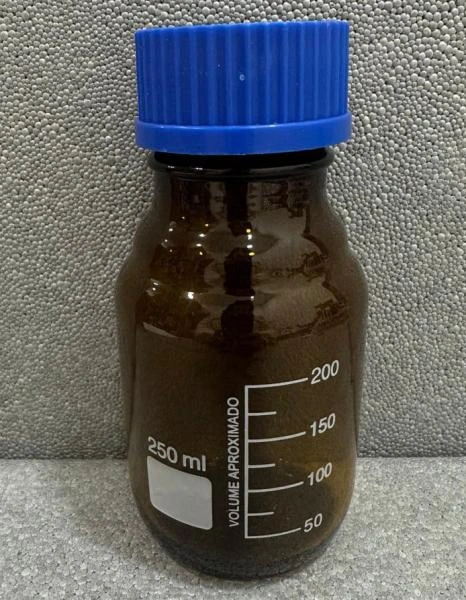 250 ml vintli qopqoqli reaktiv shishasi, amber, sodali shisha