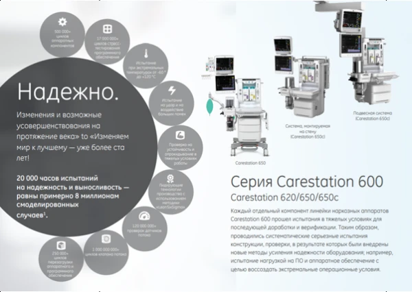 Apparat medisinskiy narkozno-dixatelniy dlya vzroslix, detey i novorojdennix Carestation 620, proizvodstva GE Healthcare