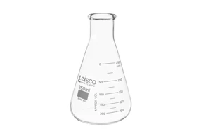 Erlenmeyer kolbasi 250 ml tor tomoq, ikki o'lchovli