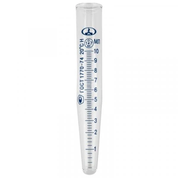 10 ml steklyannaya konicheskaya probirka graduirovannaya