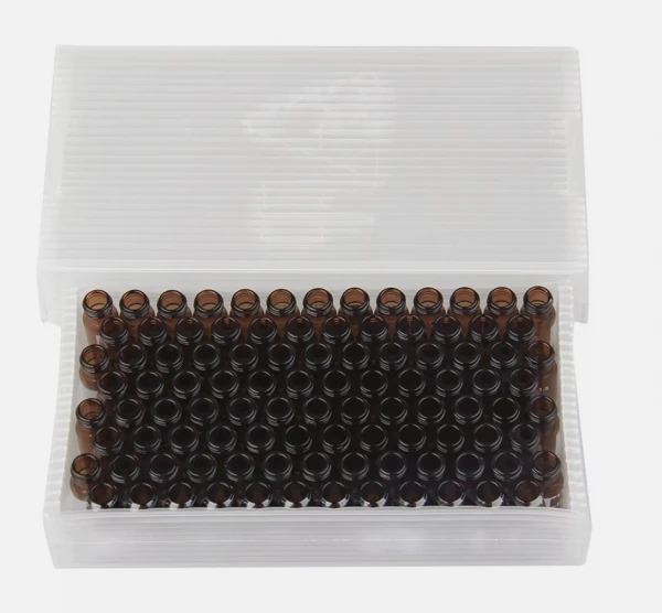 Флаконы / Виалы с местом для надписи и винтовой резьбой 9-425, 2 мл, 11.6x32 мм, темное стекло, 100 шт/упак.