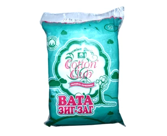 Вата отбеленная гигроскопическая  (нестерильная) "Cotton club" 50 гр зигзаг