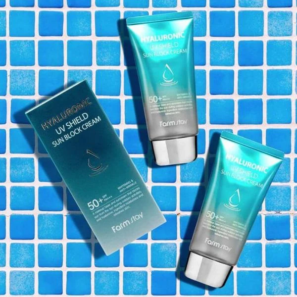 Солнцезащитный крем с гиалуроновой кислотой hyaluronic uv shield sun block cream 70г 5589 FarmStay (Корея)