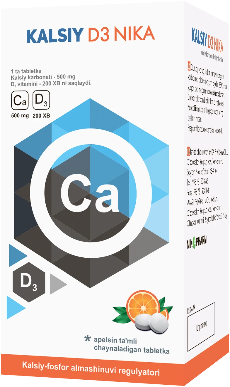 KALSIY D3 NIKA tabletkalari so vkusom apelsina N30