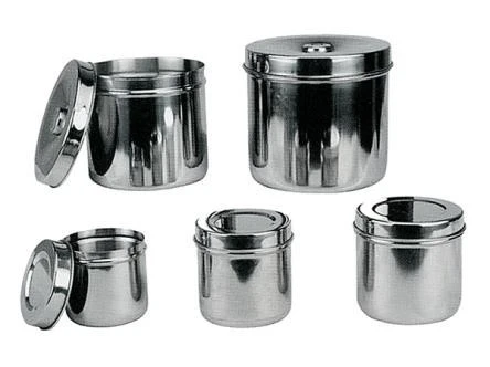 SKN002 / Stainless Steel Cream Gauze Can 160x154mm (nerjaveyushiy medisinskiy biks, krugloy formi, bez dirok)