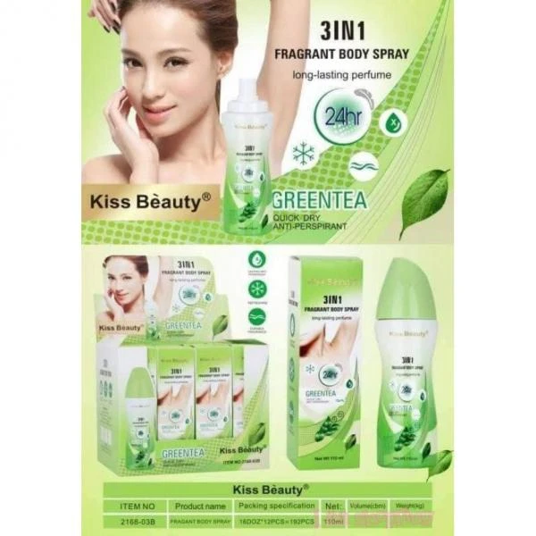 Antiperspirant Kiss Beauty 3 In 1 Fragrant Body Spray