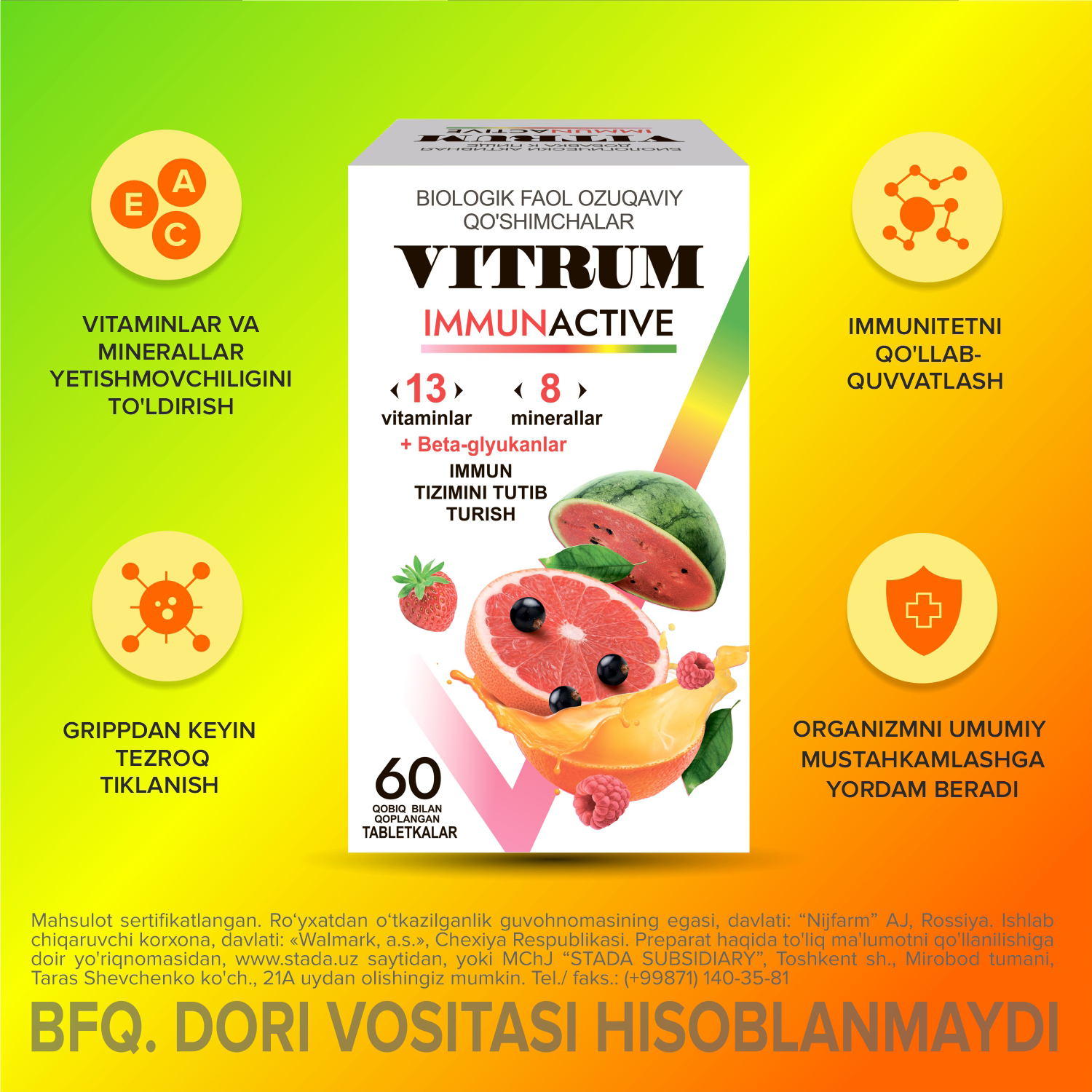 VITRUM IMMUNAKTIV tabletkalari N60