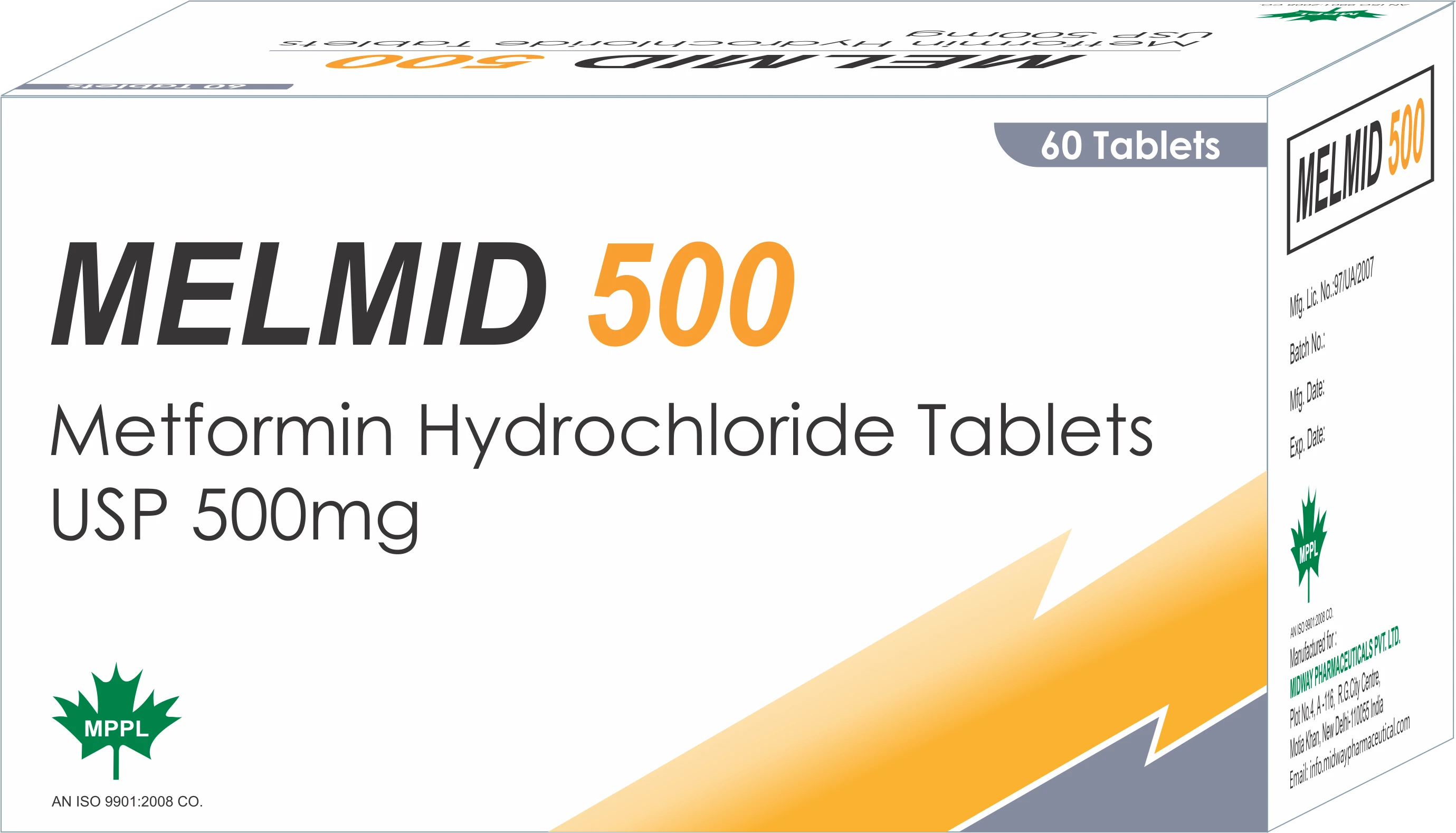 МЕТФОРМИН 500 таблетки 500мг N60