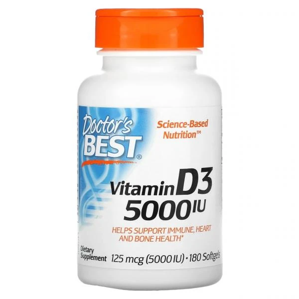 Vitamin D3, 125 mkg (5000 IU), 180 kapsula