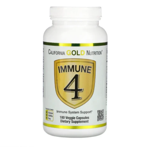 California Gold Nutrition, Immune 4, средство для укрепления иммунитета, 180 вегетарианских капсул