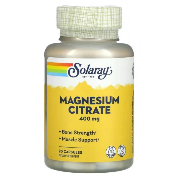 Solaray, magniy sitrat, 400 mg, 90 veg kapsulalar