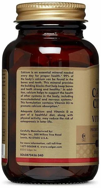 Кальций и Витамин С Солгар (Цитрат кальция с витамином D3)