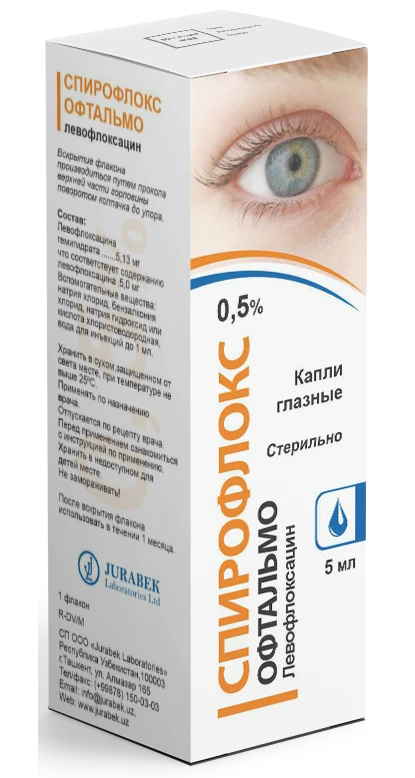 SPIROFLOKS OFTALMO ko'z tomchilari 5ml 0,5%
