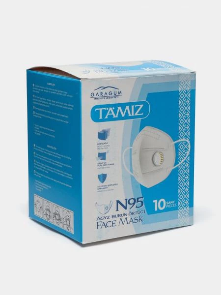Niqob respirator klapanli N95, 10 dona