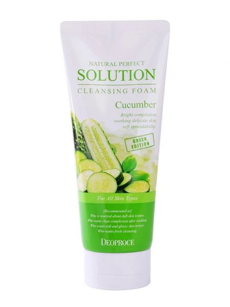 Пенка для умывания огурец natural perfect solution cleansing foam green edition cucumber 5525 Deoproce (Корея)