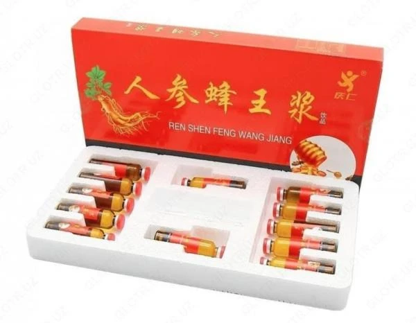 Ginseng va asal bilan shohona jele eliksiri 10ml x12