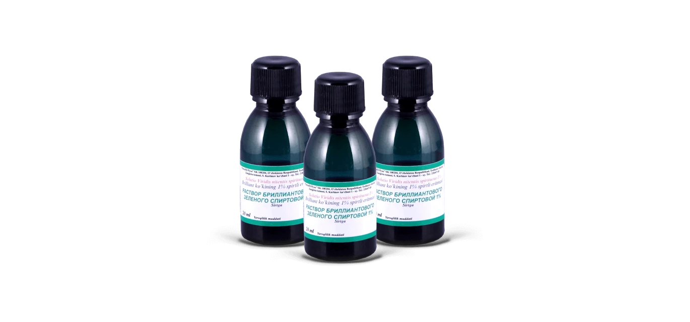 БРИЛЛИАНТОВЫЙ ЗЕЛЕНЫЙ СПИРТОВОЙ раствор 1%, 2%