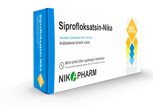 Siprofloksasin nika tabletkalari 250mg N20