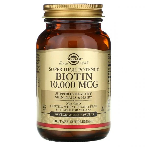 Solgar, super faol biotin, 10 000 mkg, 120 sabzavotli kapsulalar