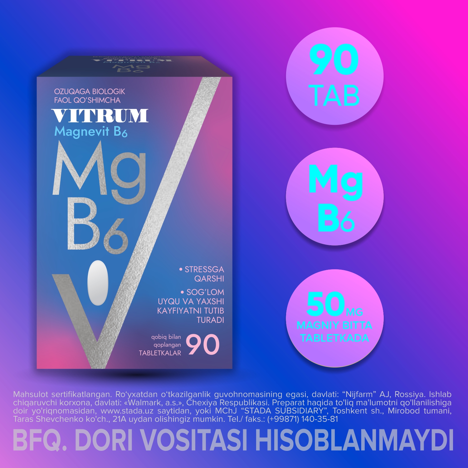 VITRUM MAGNEVIT V6 tabletkalari N90