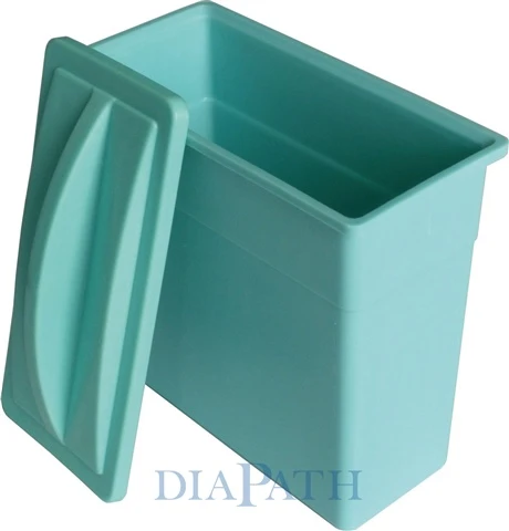 Сосуды пластиковые в штативе для окраски предметных стекол с крышкой (объем 250 мл), набор 12 шт.