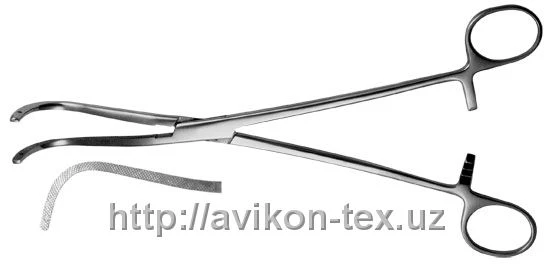 Зажим для почечной ножки изогнутый по радиусу