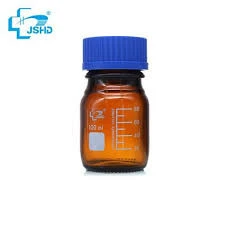 Butilka dlya reaktivov s zavinchivayusheysya krishkoy 100 ml, yantarnaya, sodovoe steklo