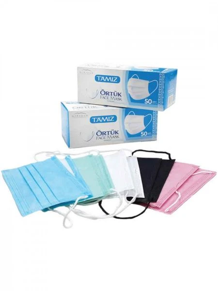 Uch qavatli tibbiy niqob, 50 dona
