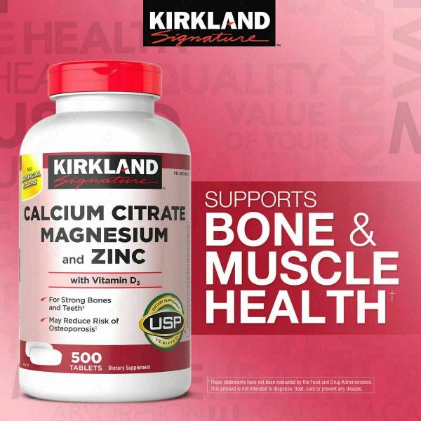 Витамины "Kirkland Signature Calcium Citrate Magnesium and Zinc" ,Кальций+ Магний+ Цинк+ Витамин D3