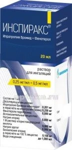 ИНСПИРАКС раствор для ингаляций 20мл 0,25мг/мл+0,5мг/мл