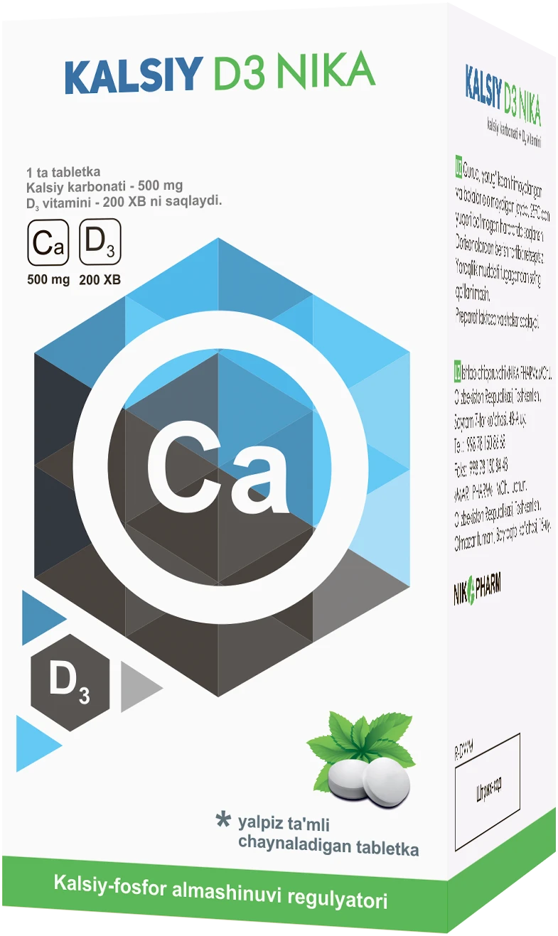 КАЛЬЦИЙ Д3 НИКА таблетки со вкусом мяты N30