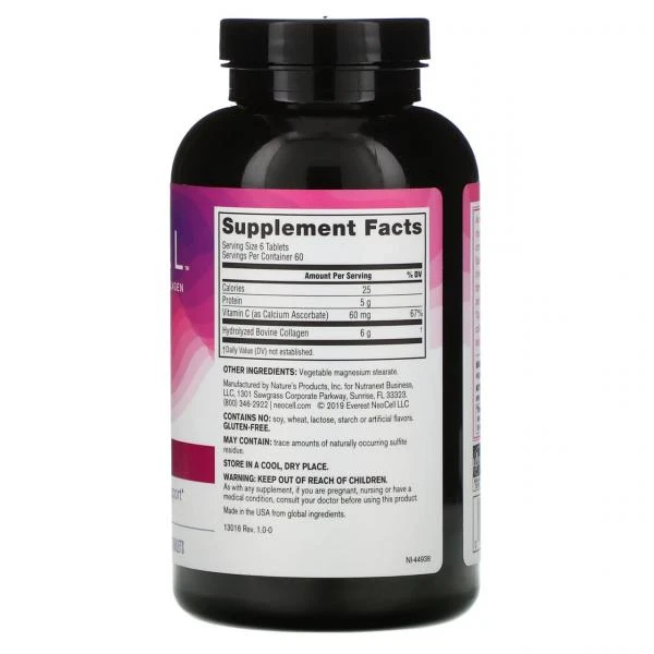 Neocell, Super Collagen + C, Vitamin C bilan 1 va 3-toifa kollagen, 360 tabletka
